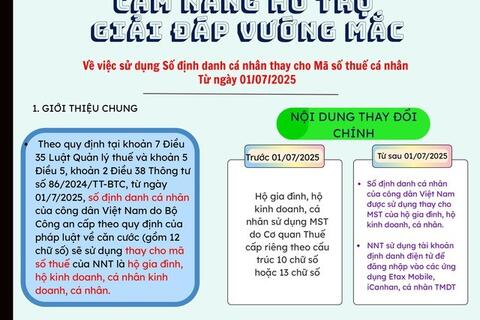 Hỗ trợ sử dụng SỐ ĐỊNH DANH cá nhân thay MÃ SỐ THUẾ