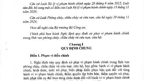 Nghị định Quy định xử phạt vi phạm hành chính trong lĩnh vực phòng cháy, chữa cháy và cứu nạn, cứu hộ