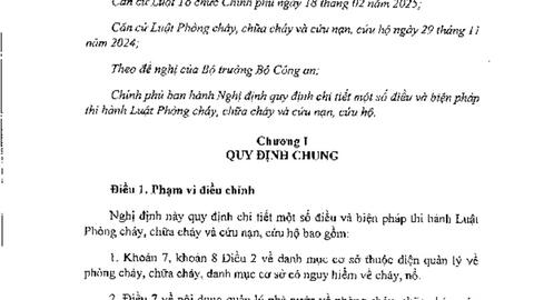 Nghị định Quy định chi tiết một số điều và biện pháp thi hành Luật Phòng cháy, chữa cháy và cứu nạn, cứu hộ
