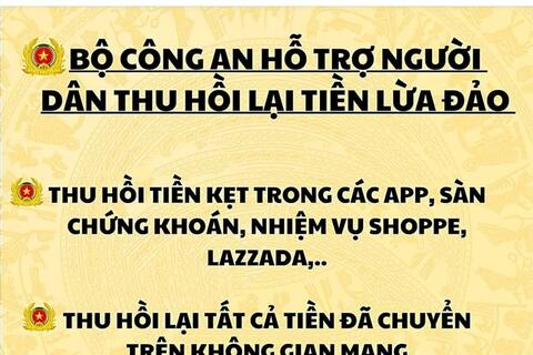 Trang thông tin tên cơ quan công an giúp lấy lại tiền lừa đảo đều là mạo danh