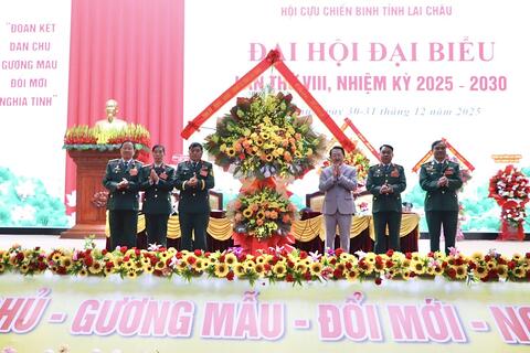 Đại hội Đại biểu Hội Cựu chiến binh tỉnh Lai Châu lần thứ VIII, nhiệm kỳ 2025 - 2030 thành công tốt đẹp