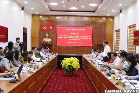 Đoàn khảo sát của Ủy ban Tư pháp của Quốc hội làm việc tại tỉnh Lai Châu