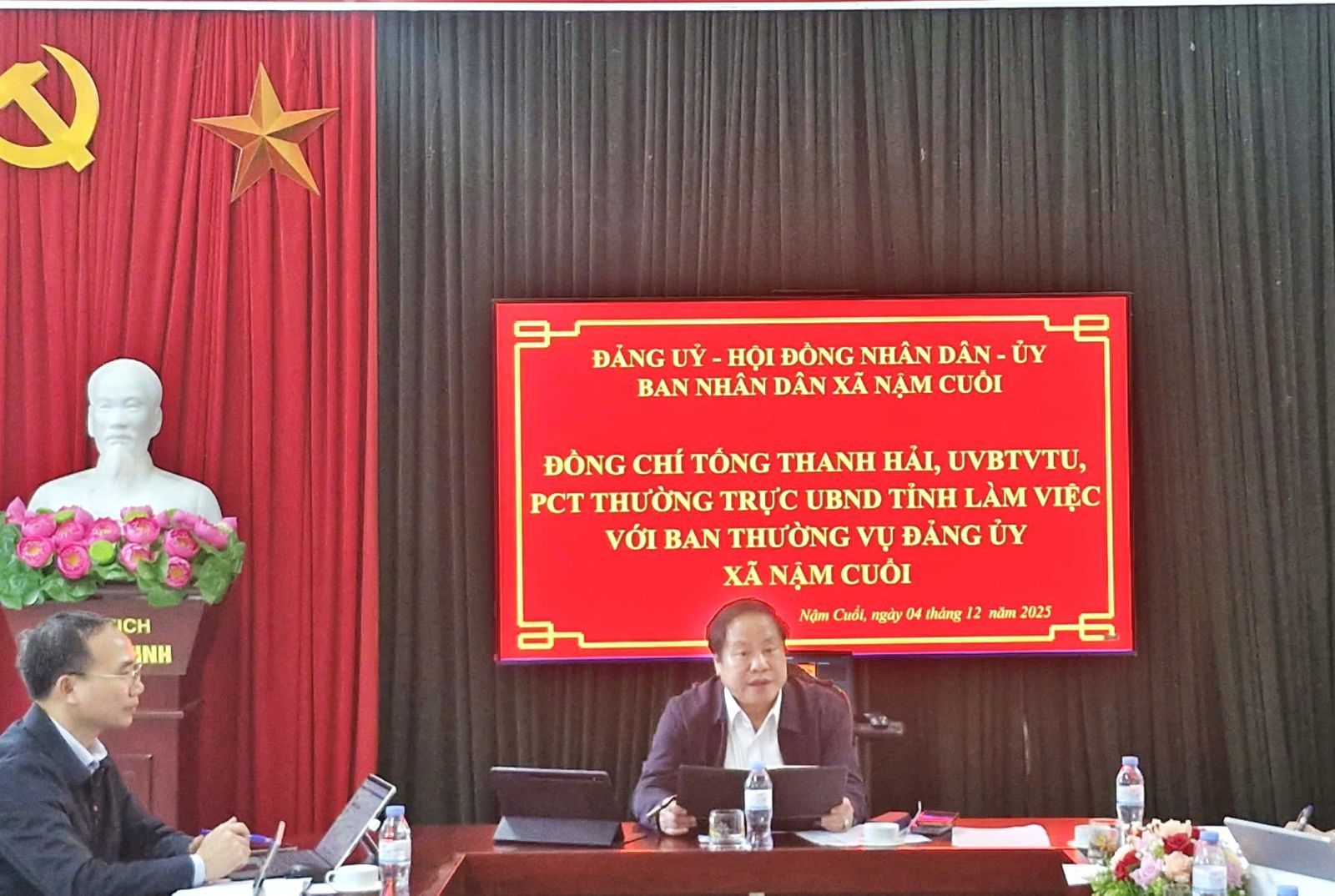 Phó Chủ tịch Thường trực UBND tỉnh Tống Thanh Hải làm việc với xã Nậm Cuổi