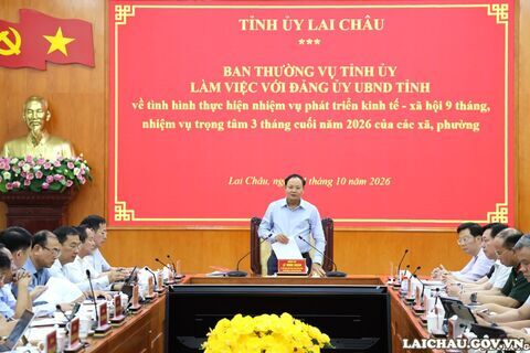 Bí thư Tỉnh ủy Lê Minh Ngân chủ trì cuộc họp về tình hình thực hiện nhiệm vụ phát triển kinh tế - xã hội năm 2026 tại các xã, phường
