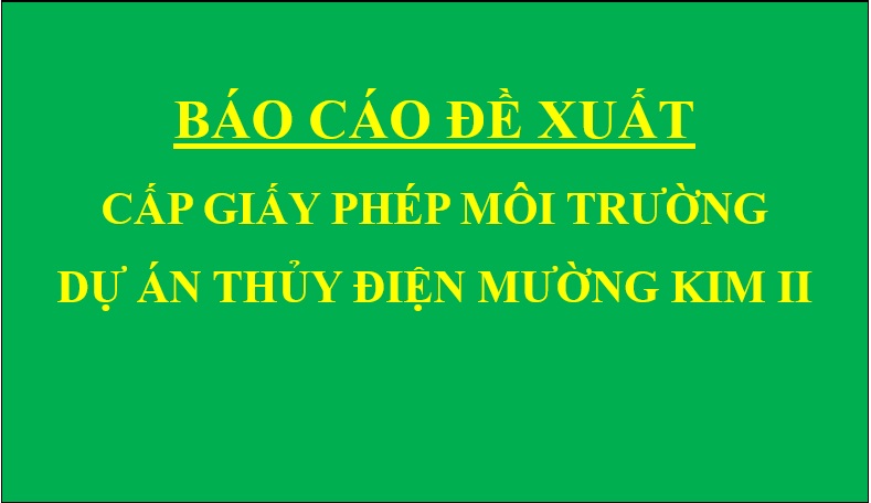 Báo cáo đề xuất cấp giấy phép môi trường của Dự án thủy điện Mường Kim II