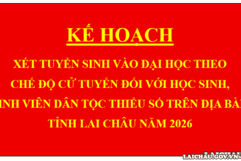 Kế hoạch Xét tuyển sinh vào đại học theo chế độ cử tuyển đối với học sinh, sinh viên dân tộc thiểu số trên địa bàn tỉnh Lai Châu năm 2026