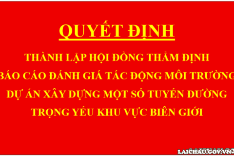 Quyết định Thành lập Hội đồng thẩm định báo cáo đánh giá tác động môi trường dự án Xây dựng một số tuyến đường trọng yếu khu vực biên giới