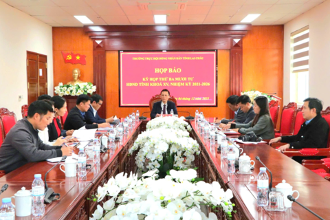 Họp báo Kỳ họp thứ ba mươi tư HĐND tỉnh Lai Châu khóa XV, nhiệm kỳ 2021 - 2026