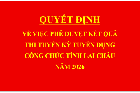 Quyết định Về việc phê duyệt kết quả thi tuyển kỳ tuyển dụng công chức tỉnh Lai Châu năm 2026
