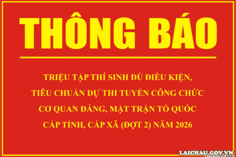 Thông báo Triệu tập thí sinh đủ điều kiện, tiêu chuẩn dự thi tuyển công chức cơ quan đảng, Mặt trận Tổ quốc cấp tỉnh, cấp xã (đợt 2) năm 2026