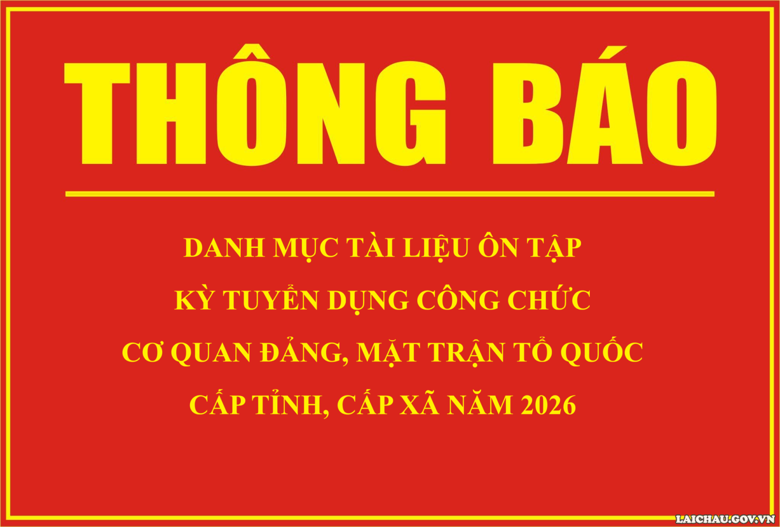 Thông báo Danh mục tài liệu ôn tập kỳ tuyển dụng công chức cơ quan đảng, Mặt trận Tổ quốc cấp tỉnh, cấp xã năm 2026