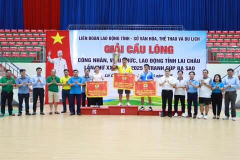 Bế mạc Giải Cầu lông công nhân, viên chức, lao động tỉnh Lai Châu lần thứ XXII năm 2025 - Tranh Cúp Ba Sao