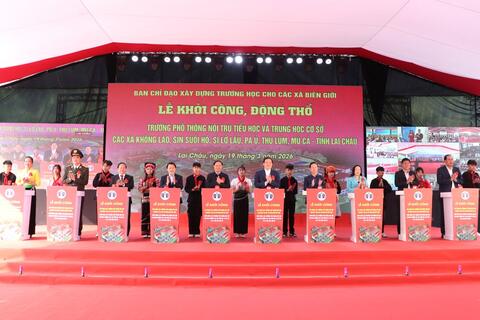 Lai Châu: Khởi công, động thổ Trường Phổ thông nội trú Tiểu học và Trung học cơ sở các xã Khổng Lào, Sin Suối Hồ, Sì Lở Lầu, Pa Ủ, Thu Lũm, Mù Cả