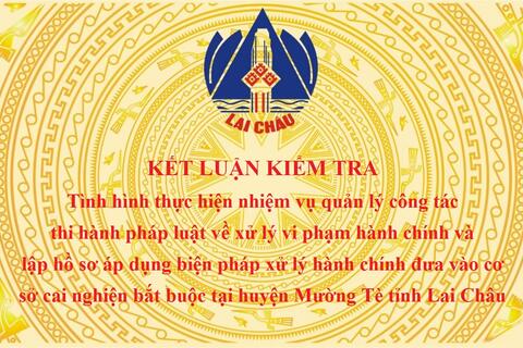 KẾT LUẬN KIỂM TRA: Tình hình thực hiện nhiệm vụ quản lý công tác thi hành pháp luật về xử lý vi phạm hành chính và lập hồ sơ áp dụng biện pháp xử lý hành chính đưa vào cơ sở cai nghiện bắt buộc tại huyện Mường Tè tỉnh Lai Châu