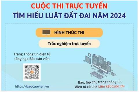 Cuộc thi trực tuyến tìm hiểu Luật Đất đai năm 2024: Diễn ra từ ngày 19/8 đến ngày 8/9/2024