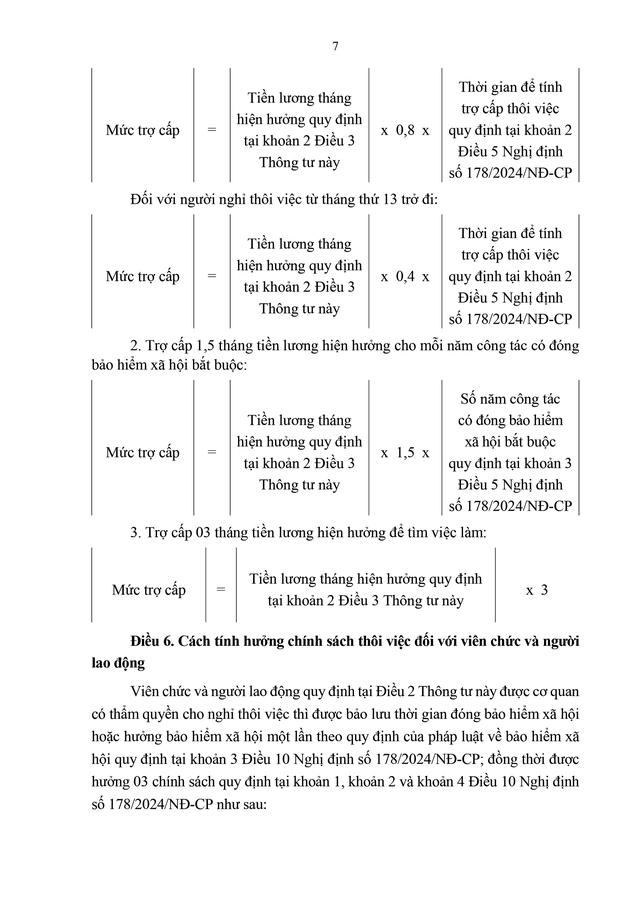 TOÀN VĂN: Thông tư hướng dẫn chính sách, chế độ với CBCCVC và người lao động trong sắp xếp tổ chức bộ máy- Ảnh 6.