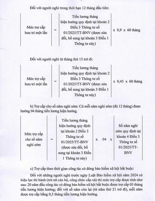 TOÀN VĂN: Thông tư 002/2025/TT-BNV sửa đổi, bổ sung hướng dẫn chế độ với cán bộ, CCVC, người lao động trong sắp xếp bộ máy- Ảnh 6.