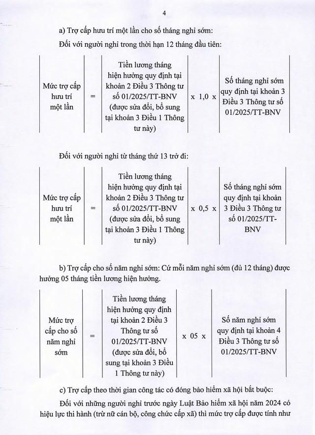 TOÀN VĂN: Thông tư 002/2025/TT-BNV sửa đổi, bổ sung hướng dẫn chế độ với cán bộ, CCVC, người lao động trong sắp xếp bộ máy- Ảnh 4.