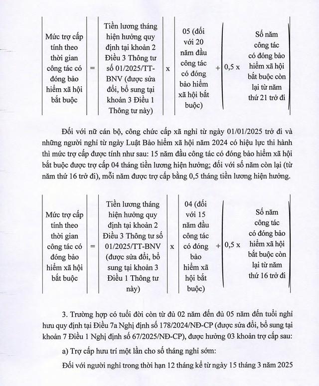 TOÀN VĂN: Thông tư 002/2025/TT-BNV sửa đổi, bổ sung hướng dẫn chế độ với cán bộ, CCVC, người lao động trong sắp xếp bộ máy- Ảnh 7.