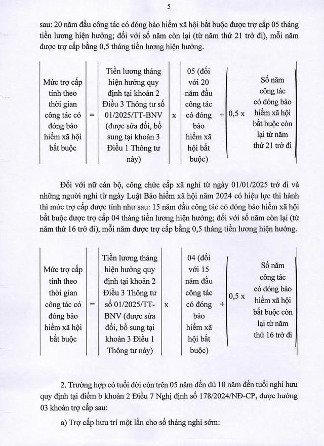 TOÀN VĂN: Thông tư 002/2025/TT-BNV sửa đổi, bổ sung hướng dẫn chế độ với cán bộ, CCVC, người lao động trong sắp xếp bộ máy- Ảnh 5.