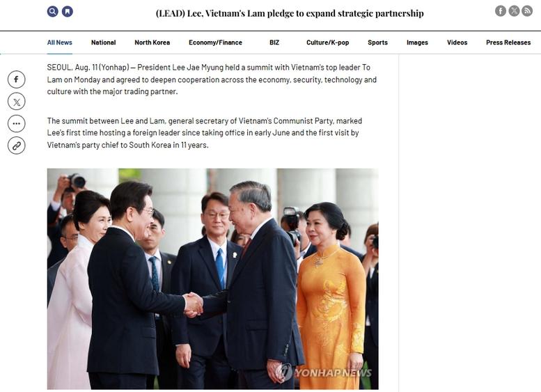 Truyền thông quốc tế đưa tin về chuyến thăm Hàn Quốc của Tổng Bí thư Tô Lâm- Ảnh 1. Truyền thông quốc tế đưa tin về chuyến thăm Hàn Quốc của Tổng Bí thư Tô Lâm- Ảnh 1.