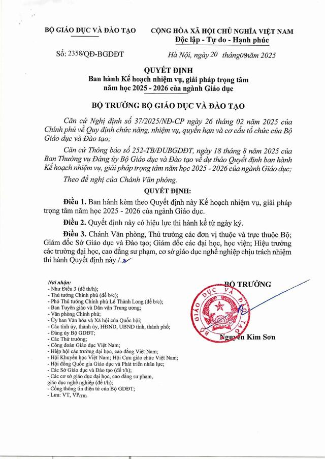 TOÀN VĂN: Kế hoạch, nhiệm vụ, giải pháp trọng tâm năm học 2025-2026 của ngành Giáo dục- Ảnh 2.
