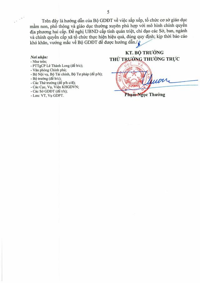 Công văn 6165/BGDĐT-GDPT: Hướng dẫn SẮP XẾP, TỔ CHỨC LẠI mạng lưới các TRƯỜNG MẦM NON, PHỔ THÔNG, cơ sở GIÁO DỤC THƯỜNG XUYÊN- Ảnh 5.