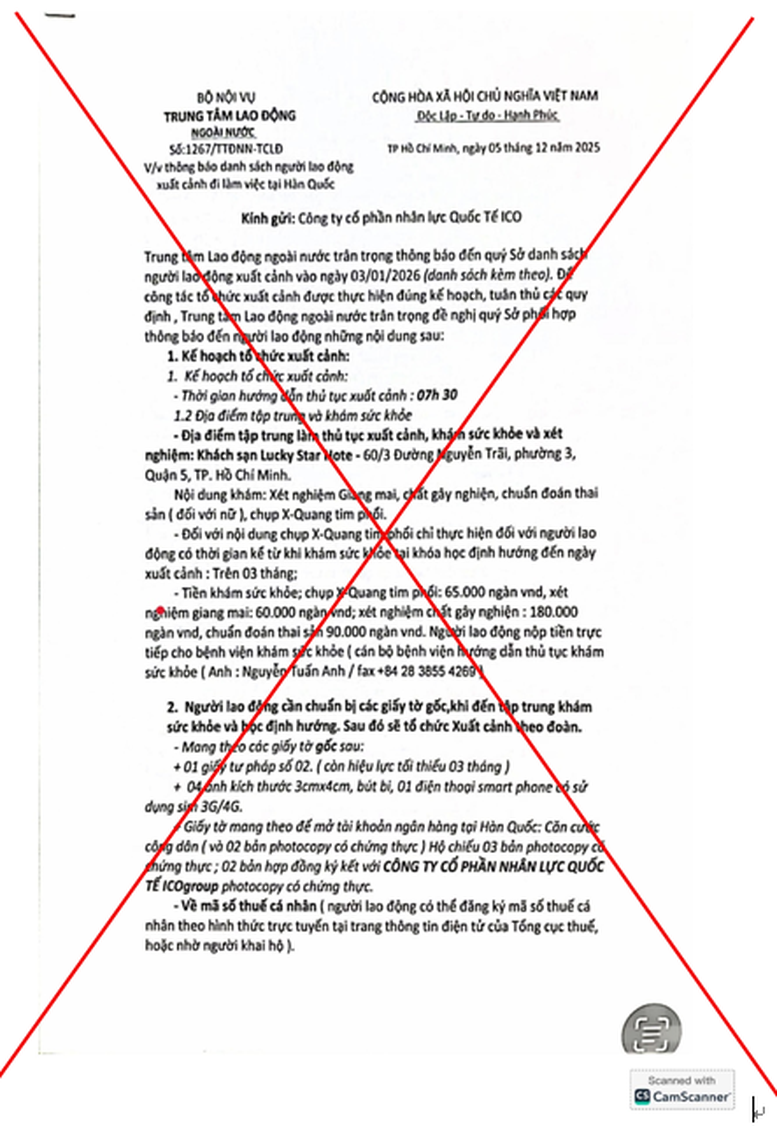 Giả mạo văn bản của Bộ Nội vụ để lừa đảo người lao động- Ảnh 1. Giả mạo văn bản của Bộ Nội vụ để lừa đảo người lao động- Ảnh 1.