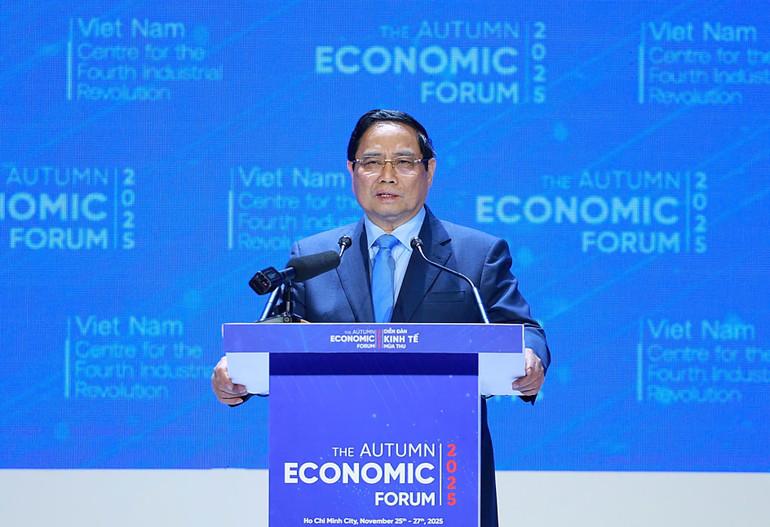 Thủ tướng Chính phủ Phạm Minh Chính phát biểu tại Diễn đàn Kinh tế Mùa Thu 2025. 45e7a0fe-3528-476e-810c-25ce2620e0d4.jpg
