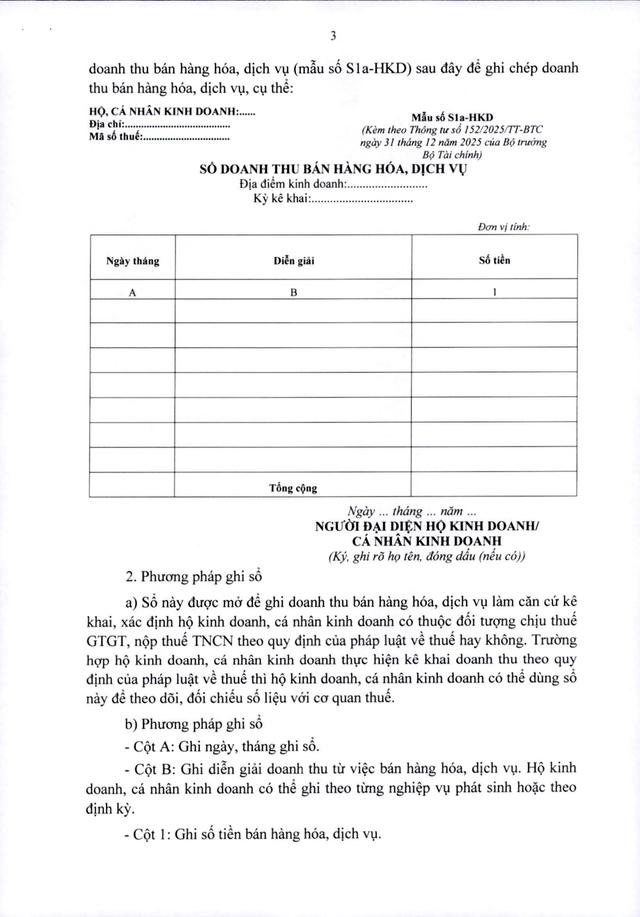 TOÀN VĂN: Thông tư 152/2025/TT-BTС hướng dẫn kế toán cho các hộ kinh doanh, cá nhân kinh doanh- Ảnh 4.
