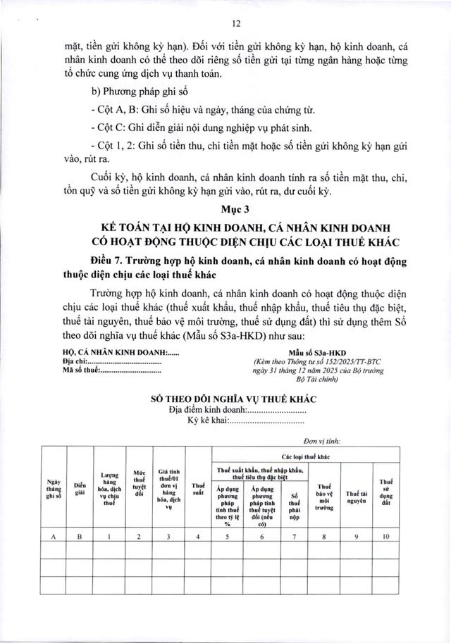 TOÀN VĂN: Thông tư 152/2025/TT-BTС hướng dẫn kế toán cho các hộ kinh doanh, cá nhân kinh doanh- Ảnh 13.