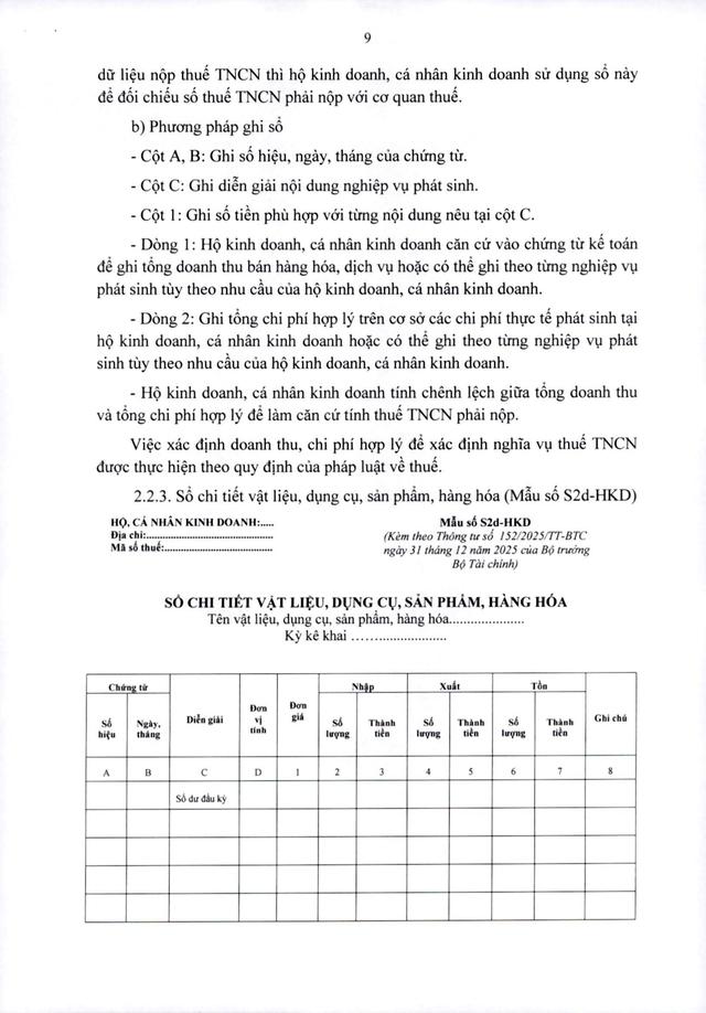 TOÀN VĂN: Thông tư 152/2025/TT-BTС hướng dẫn kế toán cho các hộ kinh doanh, cá nhân kinh doanh- Ảnh 10.