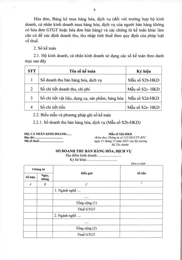 TOÀN VĂN: Thông tư 152/2025/TT-BTС hướng dẫn kế toán cho các hộ kinh doanh, cá nhân kinh doanh- Ảnh 7.