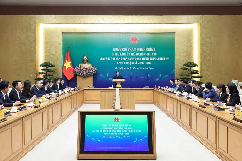 Thủ tướng Phạm Minh Chính làm việc với Ban Chấp hành Đoàn Thanh niên Chính phủ- Ảnh 1.