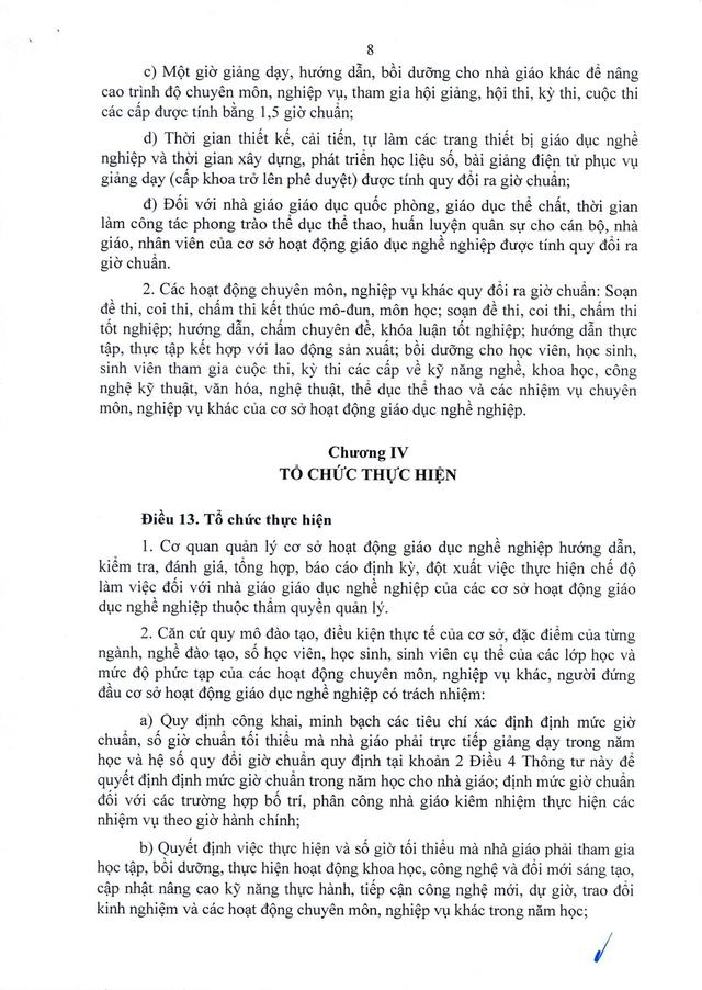 Thông tư 05/2026/TT-BGDĐT quy định chế độ làm việc đối với nhà giáo giáo dục nghề nghiệp- Ảnh 8.