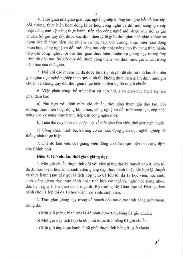 Thông tư 05/2026/TT-BGDĐT quy định chế độ làm việc đối với nhà giáo giáo dục nghề nghiệp- Ảnh 3.