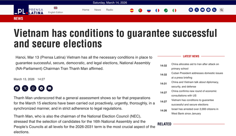 Nhiều hãng thông tấn quốc tế đưa tin về cuộc bầu cử tại Việt Nam- Ảnh 3. Nhiều hãng thông tấn quốc tế đưa tin về cuộc bầu cử tại Việt Nam- Ảnh 3.