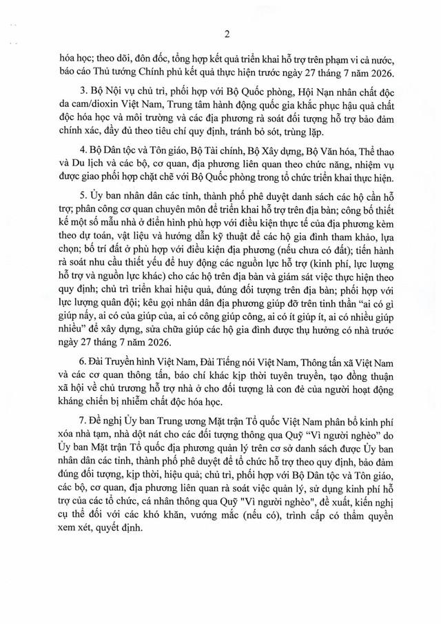 THỦ TƯỚNG: Hỗ trợ XÓA NHÀ TẠM, NHÀ DỘT NÁT cho CON ĐẺ CỦA NGƯỜI HOẠT ĐỘNG KHÁNG CHIẾN BỊ NHIỄM CHẤT ĐỘC HÓA HỌC- Ảnh 3. THỦ TƯỚNG: Hỗ trợ XÓA NHÀ TẠM, NHÀ DỘT NÁT cho CON ĐẺ CỦA NGƯỜI HOẠT ĐỘNG KHÁNG CHIẾN BỊ NHIỄM CHẤT ĐỘC HÓA HỌC- Ảnh 3.