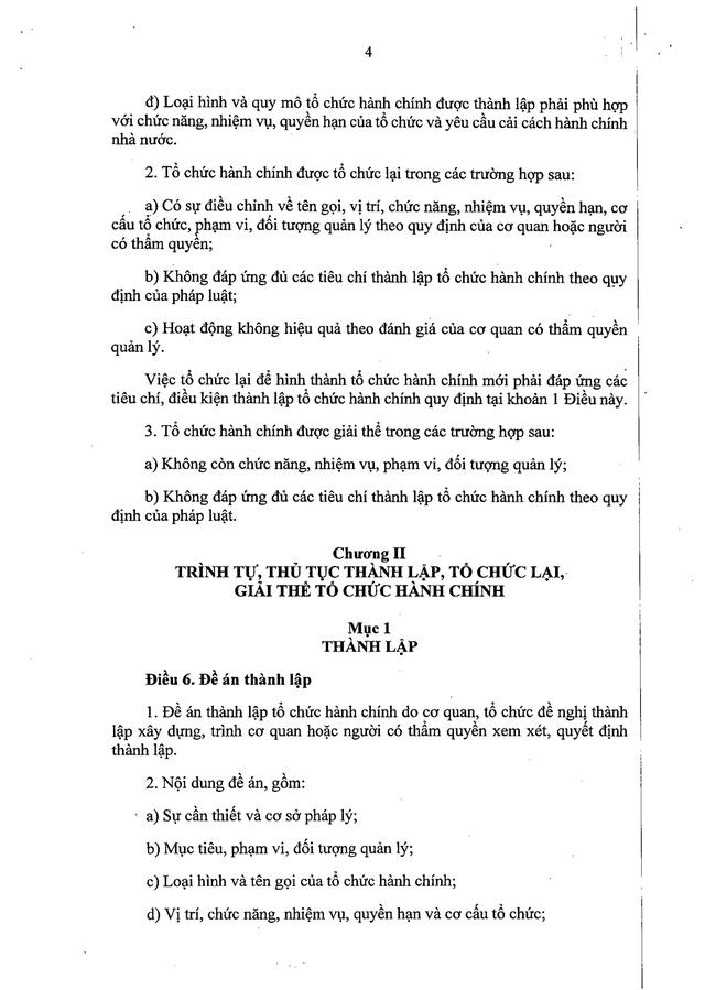 TOÀN VĂN: Nghị định 121/2026/NĐ-CP quy định về thành lập, tổ chức lại, giải thể tổ chức hành chính- Ảnh 4. TOÀN VĂN: Nghị định 121/2026/NĐ-CP quy định về thành lập, tổ chức lại, giải thể tổ chức hành chính- Ảnh 4.