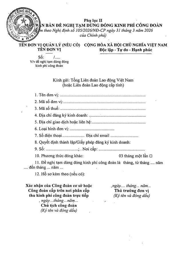 TOÀN VĂN: Nghị định 105/2026/NĐ-CP về quy định, hướng dẫn thi hành tài chính công đoàn- Ảnh 16. TOÀN VĂN: Nghị định 105/2026/NĐ-CP về quy định, hướng dẫn thi hành tài chính công đoàn- Ảnh 16.