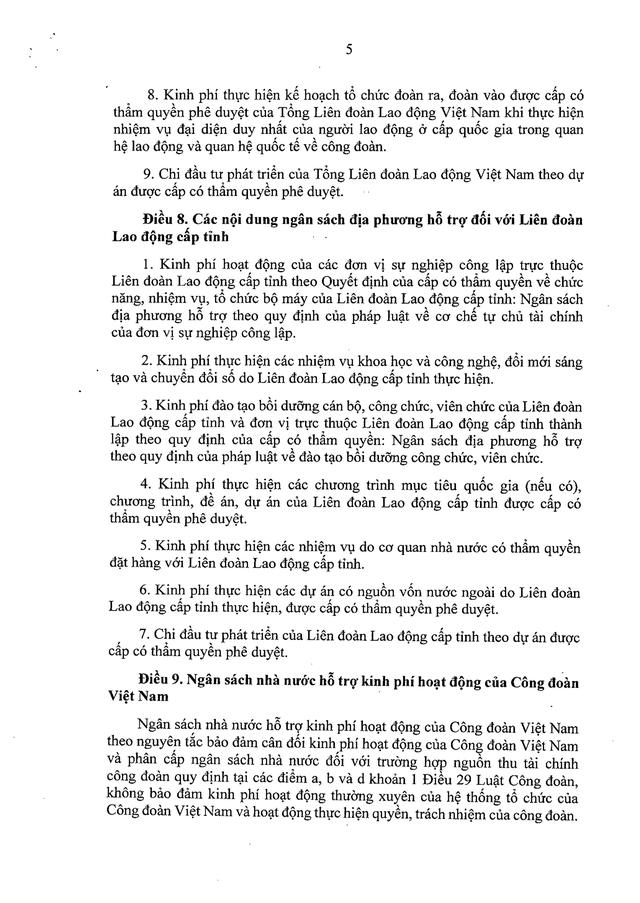 TOÀN VĂN: Nghị định 105/2026/NĐ-CP về quy định, hướng dẫn thi hành tài chính công đoàn- Ảnh 5. TOÀN VĂN: Nghị định 105/2026/NĐ-CP về quy định, hướng dẫn thi hành tài chính công đoàn- Ảnh 5.