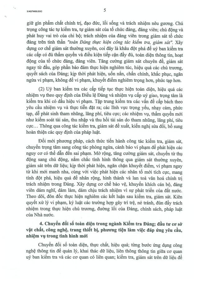 TOÀN VĂN: Nghị quyết số 05-NQ/TW Hội nghị Trung ương 2 khóa XIV về đổi mới, nâng cao hiệu lực công tác kiểm tra, giám sát và kỷ luật đảng- Ảnh 8.