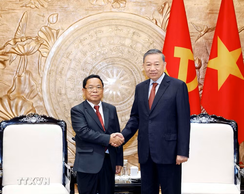 Tổng Bí thư, Chủ tịch nước Tô Lâm tiếp Phó Thủ tướng, Bộ trưởng Bộ Tư pháp Lào- Ảnh 1.