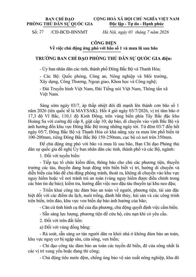 KHẨN TRƯƠNG ỨNG PHÓ BÃO SỐ 1 (MAYSAK) và MƯA LŨ với tinh thần QUYẾT LIỆT NHẤT- Ảnh 1.