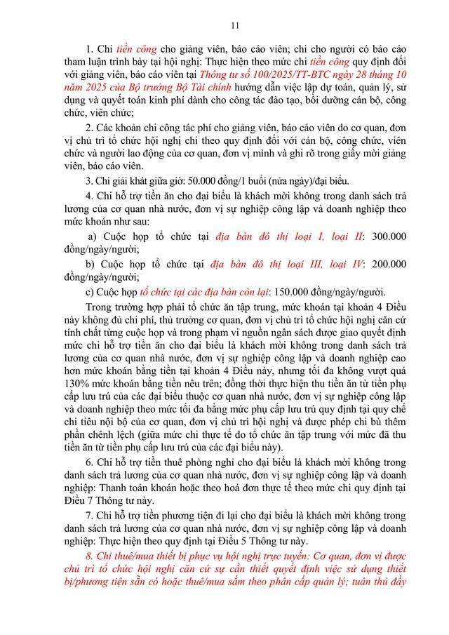 TOÀN VĂN dự thảo Thông tư quy định chế độ CÔNG TÁC PHÍ, chế độ CHI HỘI NGHỊ- Ảnh 12.