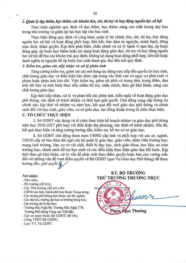 Công văn 5208/BGDĐT-GDPT: Hướng dẫn thực hiện nhiệm vụ giáo dục phổ thông năm học 2026-2027- Ảnh 10.