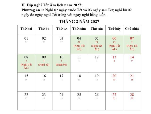 Đề xuất phương án NGHỈ TẾT NGUYÊN ĐÁN ĐINH MÙI, NGHỈ LỄ QUỐC KHÁNH 2027- Ảnh 2.
