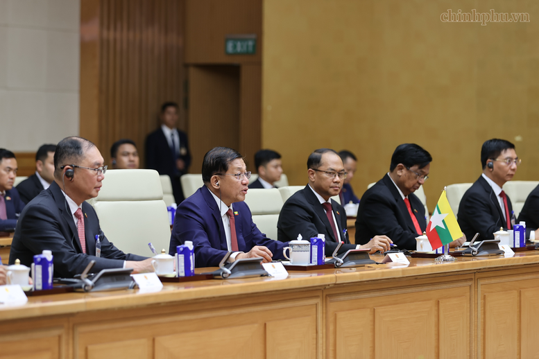 Thủ tướng Lê Minh Hưng hội kiến Tổng thống Myanmar Min Aung Hlaing- Ảnh 6.