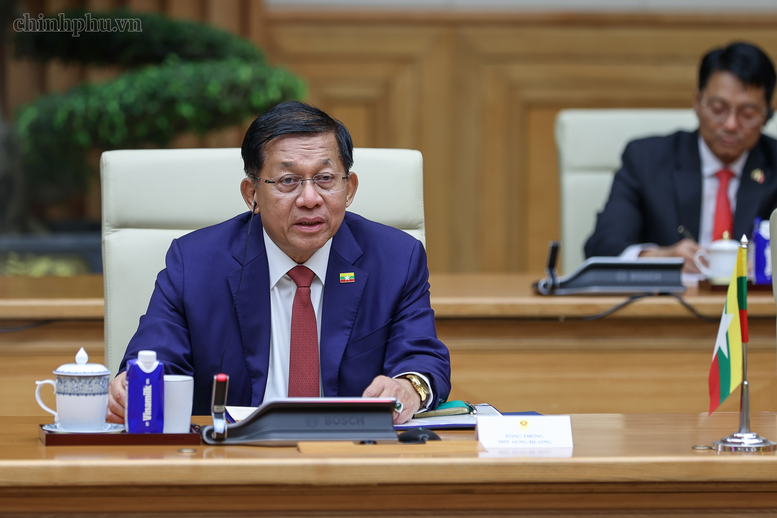 Thủ tướng Lê Minh Hưng hội kiến Tổng thống Myanmar Min Aung Hlaing- Ảnh 5.