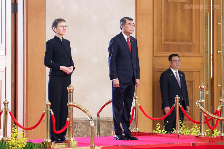 Thủ tướng Lê Minh Hưng chủ trì lễ đón chính thức Thủ tướng Liechtenstein- Ảnh 1.